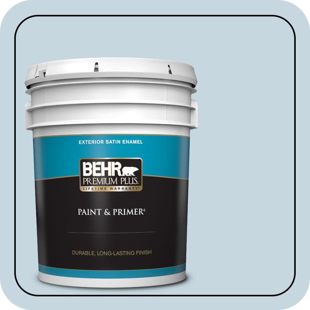 BEHR PREMIUM PLUS 5 gal. #S510-1 Prairie Sky Satin Enamel Exterior Paint & Primer