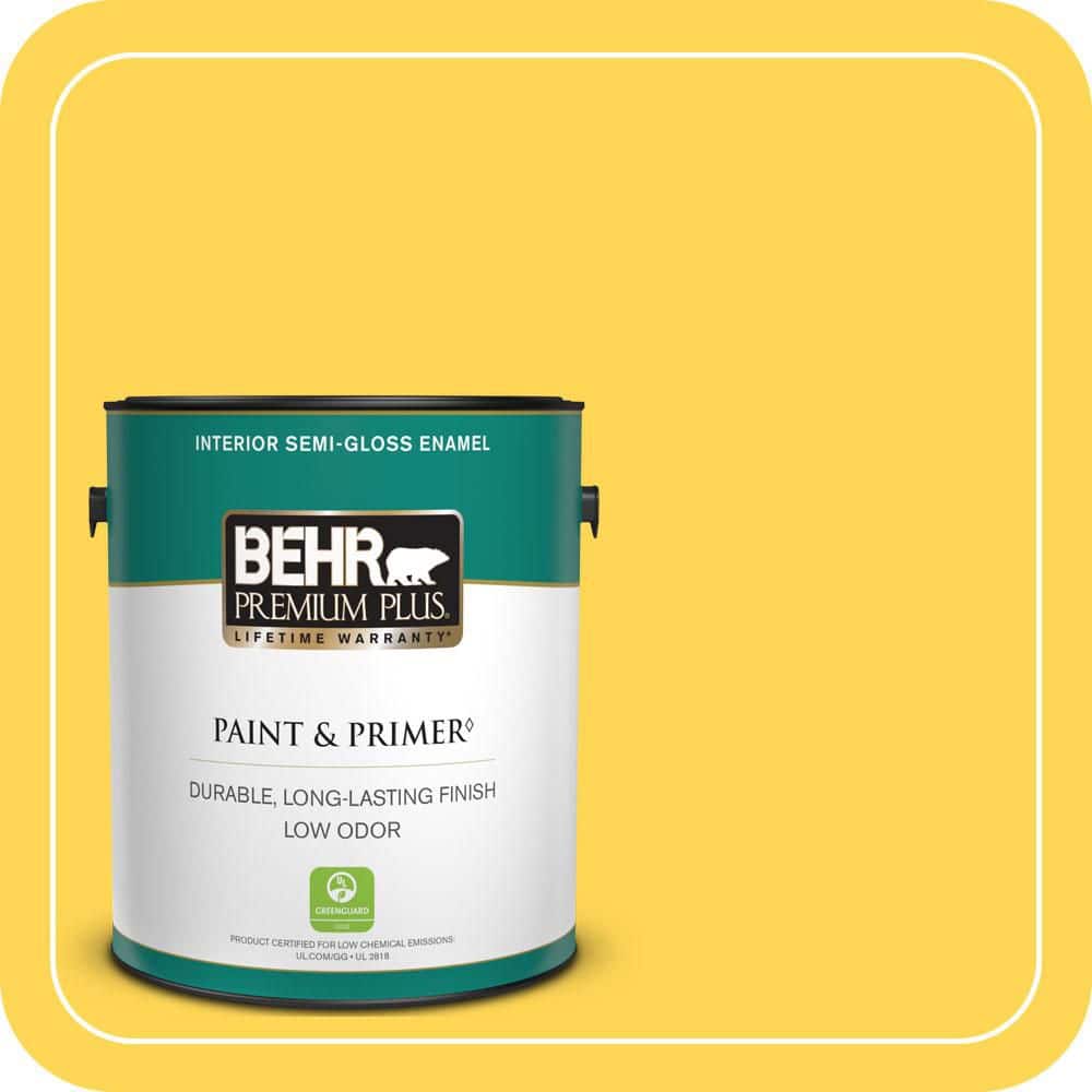 BEHR PREMIUM PLUS 1 gal. #P300-6 Buzz-In Semi-Gloss Enamel Low Odor Interior Paint & Primer