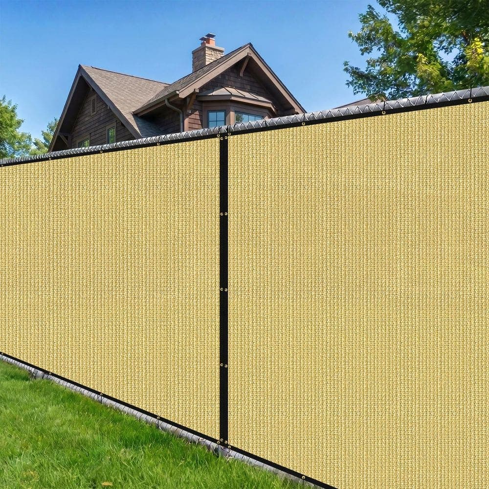 Shade&Beyond 6 ft. x 50 ft. Sand 150 GSM HDPE Privacy Fence Screen Garden Fence