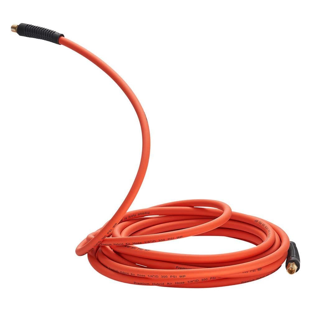 SKYSHALO Orange Air Hose, 1/2 in. x 100 ft. Hybrid Air Hose, Lightweight Pneumatic Hoses with 1/2 in. Brass Fitting, 2025 update (1)