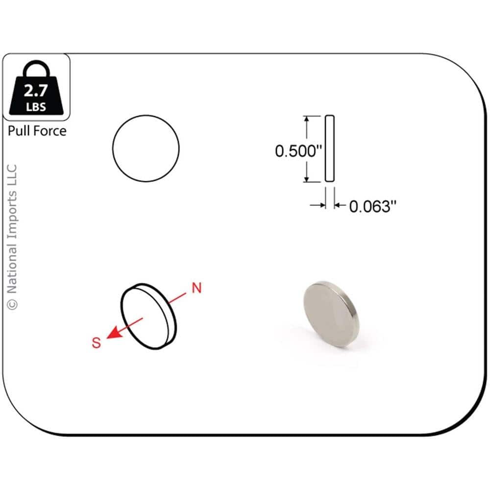 Magcraft Rare Earth 1/2 in. x 1/16 in. Disc Magnet (24-Pack) (2)