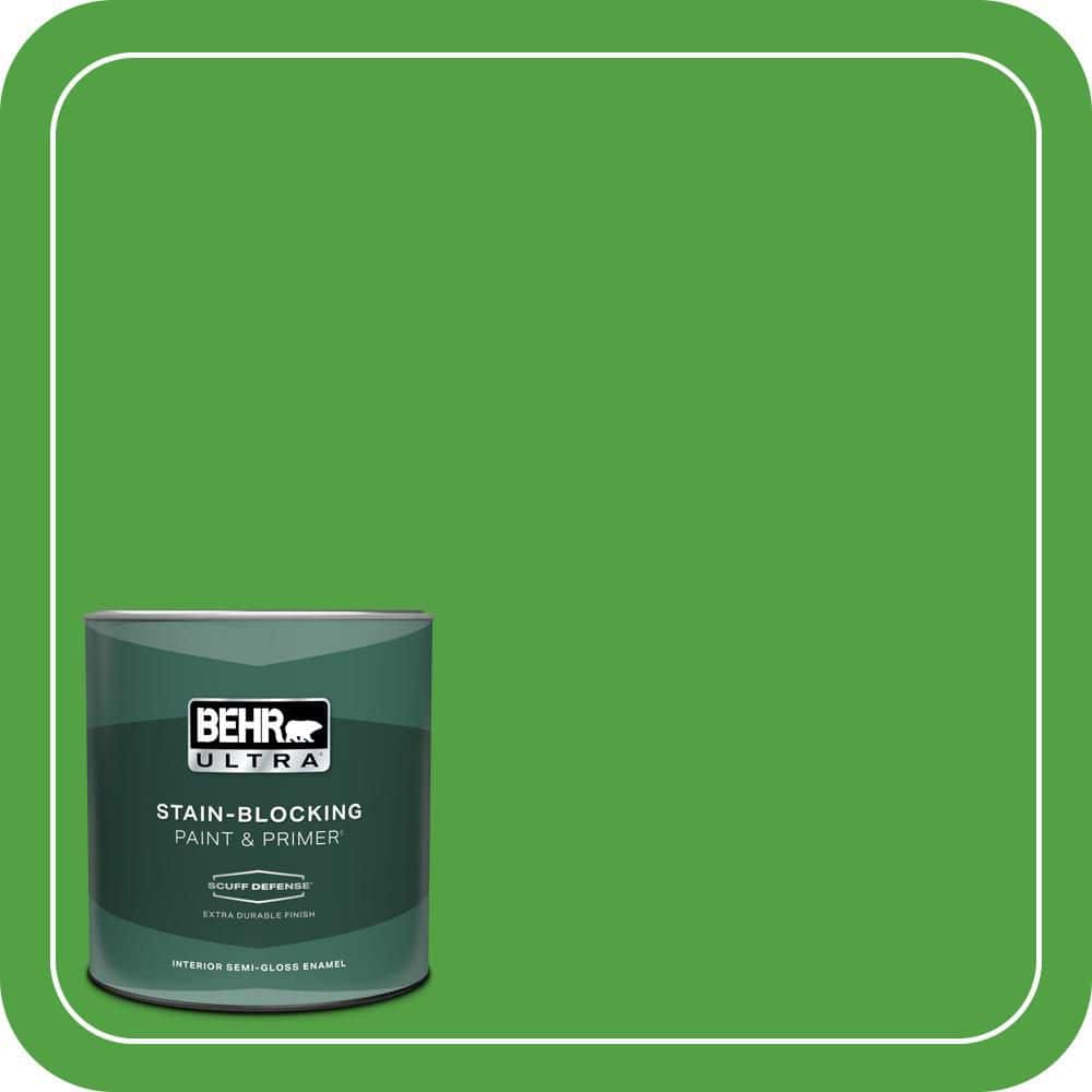 BEHR ULTRA 1 qt. #S-G-440 Green Acres Extra Durable Semi-Gloss Enamel Interior Paint & Primer