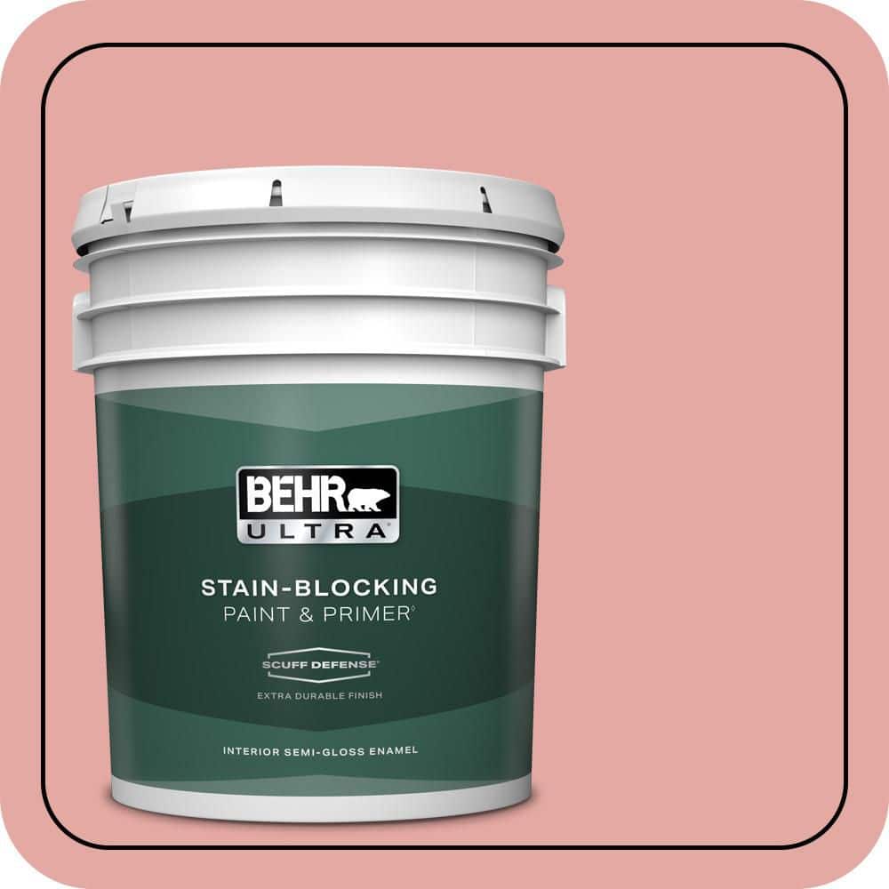 BEHR ULTRA 5 gal. #MQ4-3 Coral Fountain Extra Durable Semi-Gloss Enamel Interior Paint & Primer