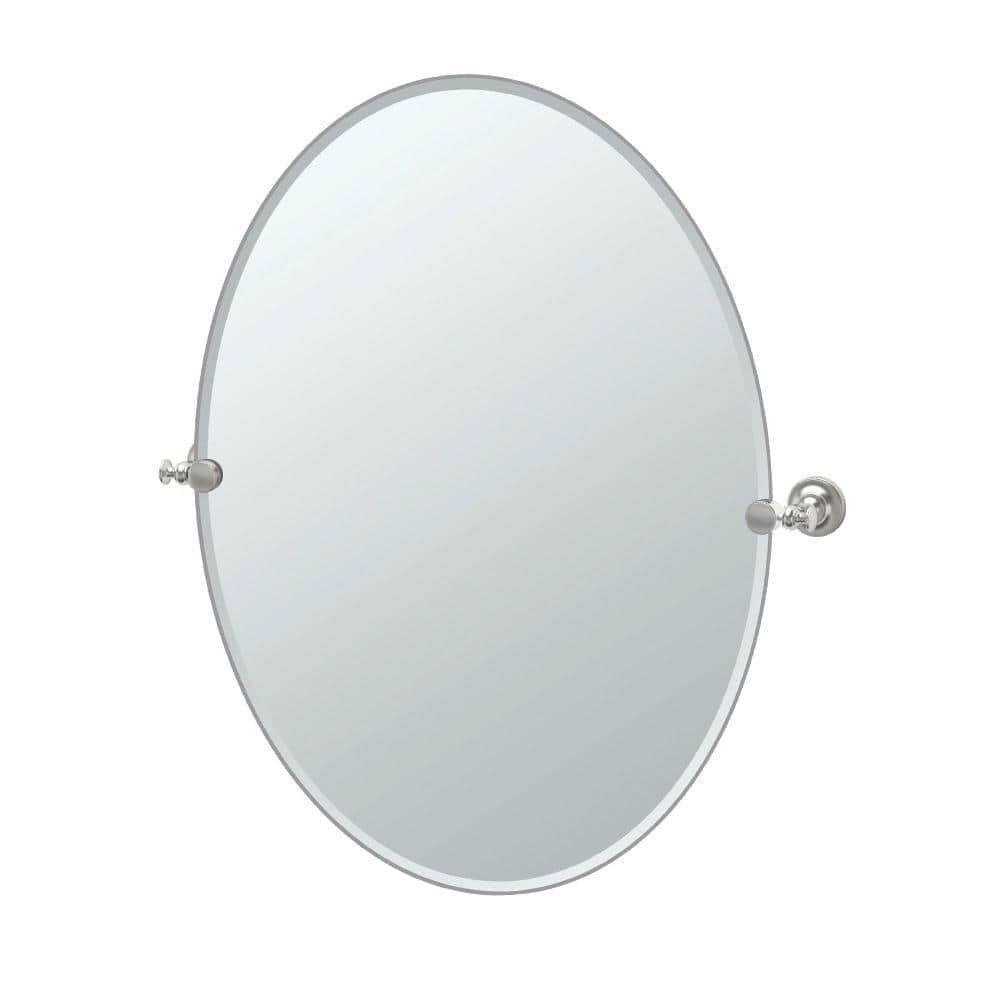 Gatco Tavern 24 in. W x 32 in. H Frameless Single Oval Mirror in Satin Nickel (1)
