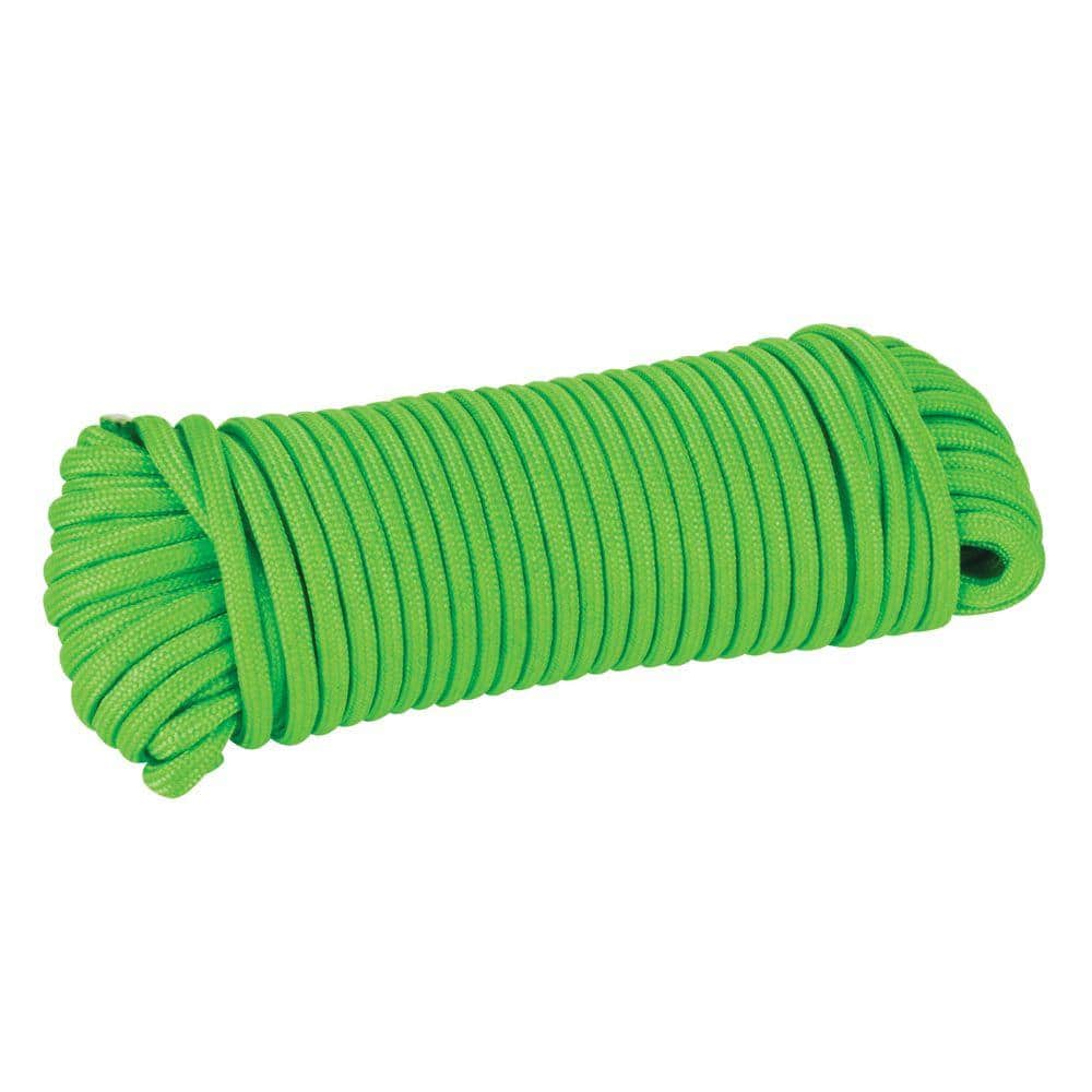 Everbilt 1/8 in. x 50 ft. Neon Green High Visibility Paracord Rope