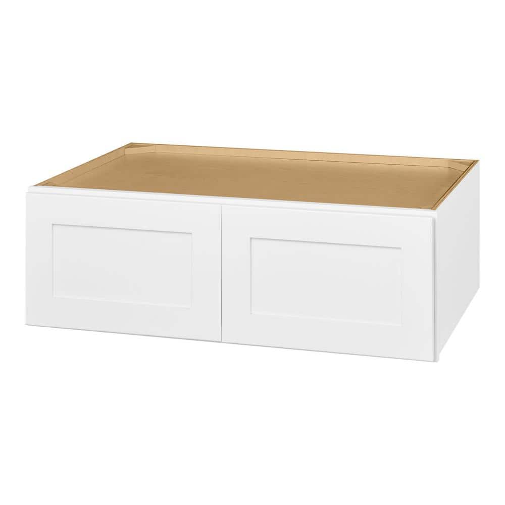 Hampton Bay Avondale 36 in. W x 24 in. D x 12 in. H Ready to Assemble Plywood Shaker Wall Bridge Kitchen Cabinet in Alpine White