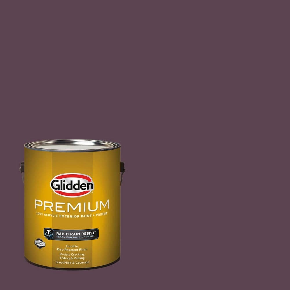 Glidden Premium 1 gal. PPG1046-7 Purple Basil Flat Exterior Latex Paint