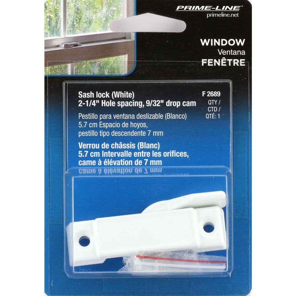 Prime-Line Deep Reach Window Sash Lock, 2-1/4 in. Hole Centers, diecast, White (3)