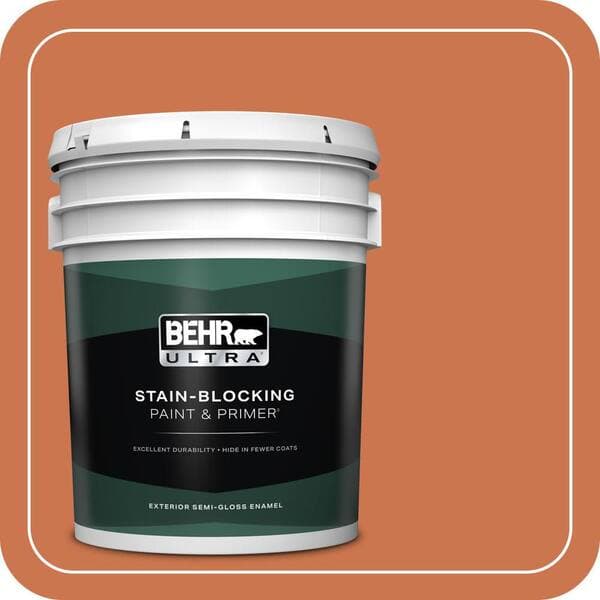 BEHR ULTRA 5 gal. #PMD-103 Sweet Carrot Semi-Gloss Enamel Exterior Paint & Primer (2)
