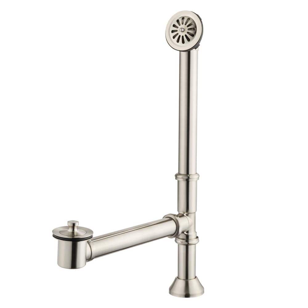 Helhom 1-1/2 in. Brass Tub Drain Kit Vintage Claw Foot Tub with Lift and Turn Stopper Brushed Nickel (1)