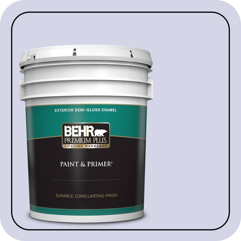 BEHR PREMIUM PLUS 5 gal. #T12-17 Violet Water Semi-Gloss Enamel Exterior Paint & Primer