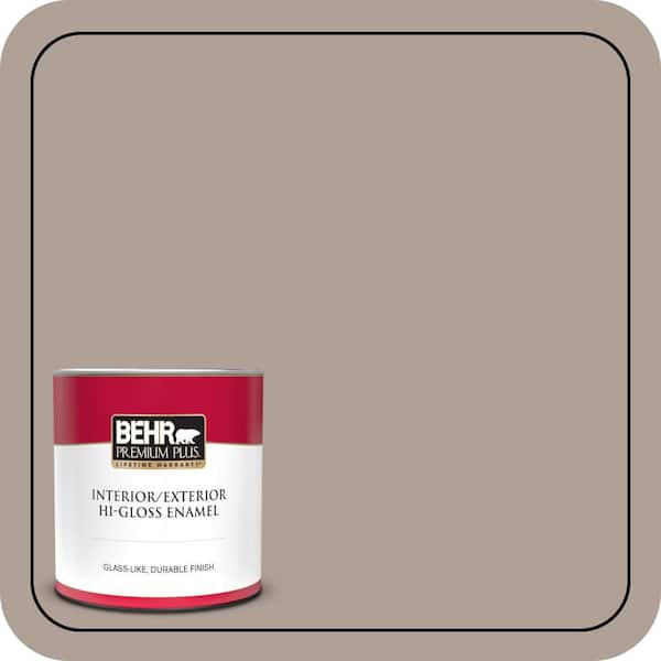 BEHR PREMIUM PLUS 1 qt. #N180-4 Moleskin Hi-Gloss Enamel Interior/Exterior Paint & Primer (2)