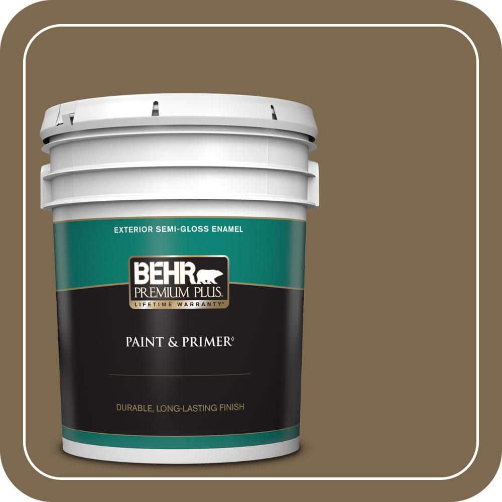 BEHR PREMIUM PLUS 5 gal. #N300-7 Mayan Ruins Semi-Gloss Enamel Exterior Paint & Primer