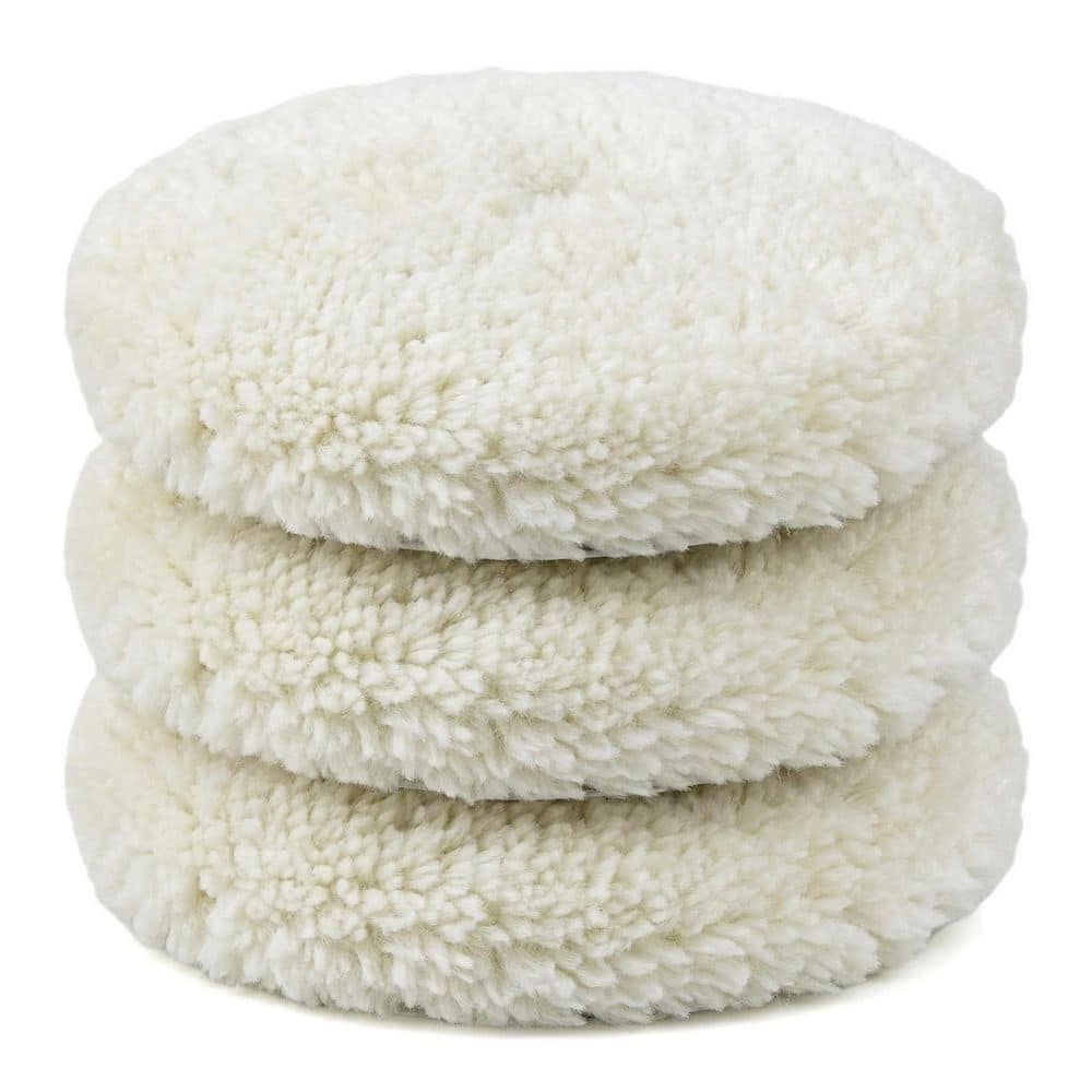 LAIFUCAM 7 Inch Wool Polishing Pad with Easy Clean and Install for Cutting and Buffing Car Boat Surfaces 3 Pack