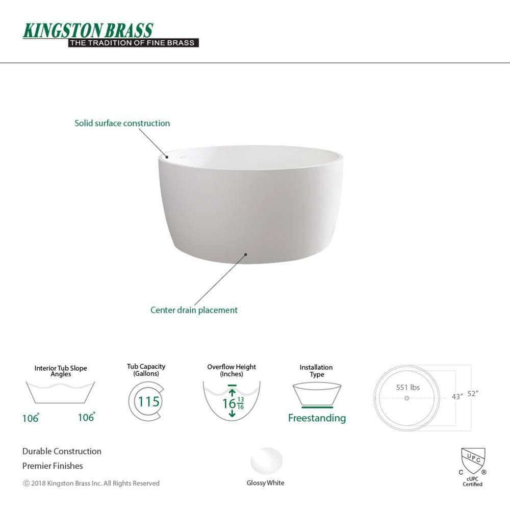Aqua Eden Meridian 51 in. Stone Resin Solid Surface Flatbottom Freestanding Bathtub in White (3)