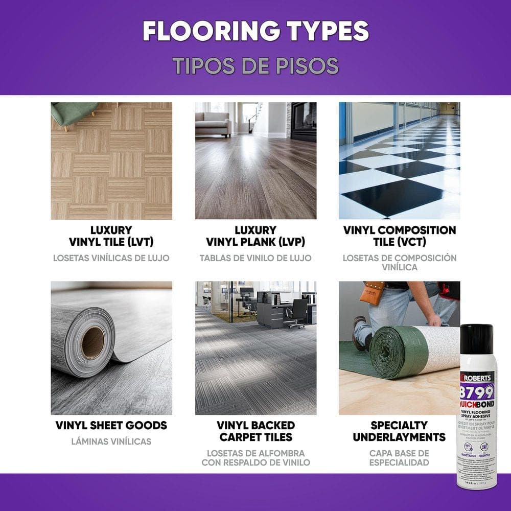 ROBERTS 8799 Quickbond 19 oz. 2-Hour Dry Time Vinyl Floor Spray Adhesive in Off White (4)