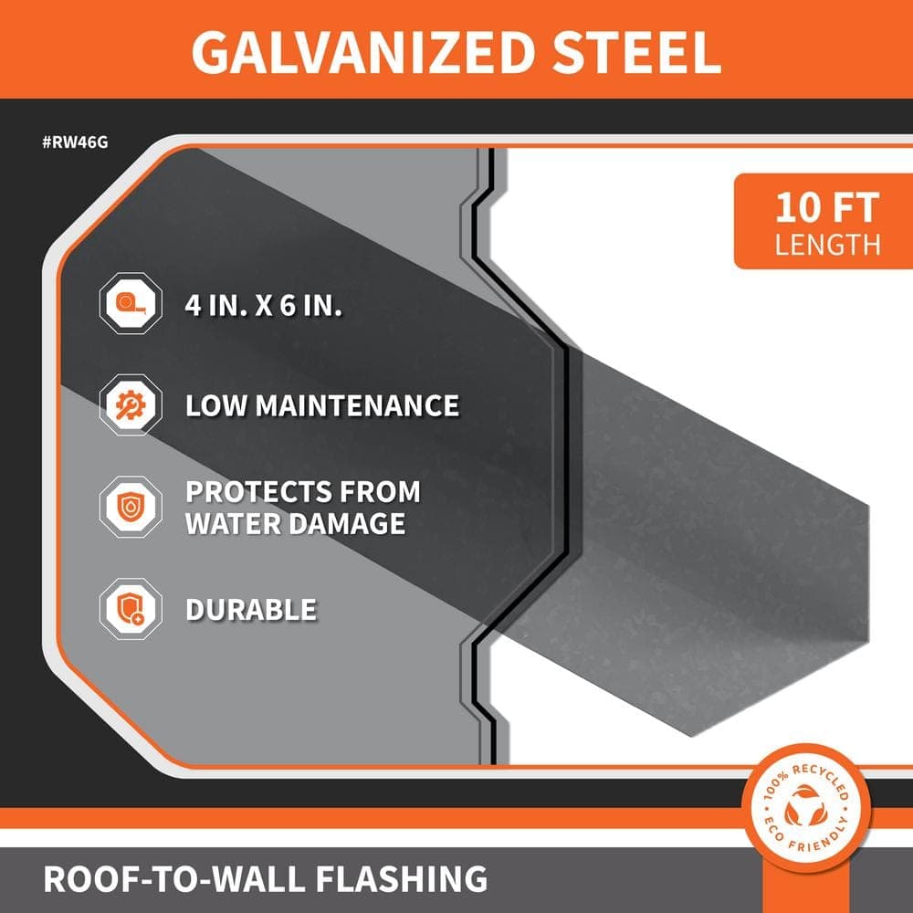 Gibraltar Building Products 4 in. x 6 in. x 10 ft. Galvanized Steel Roof-To-Wall Flashing (3)