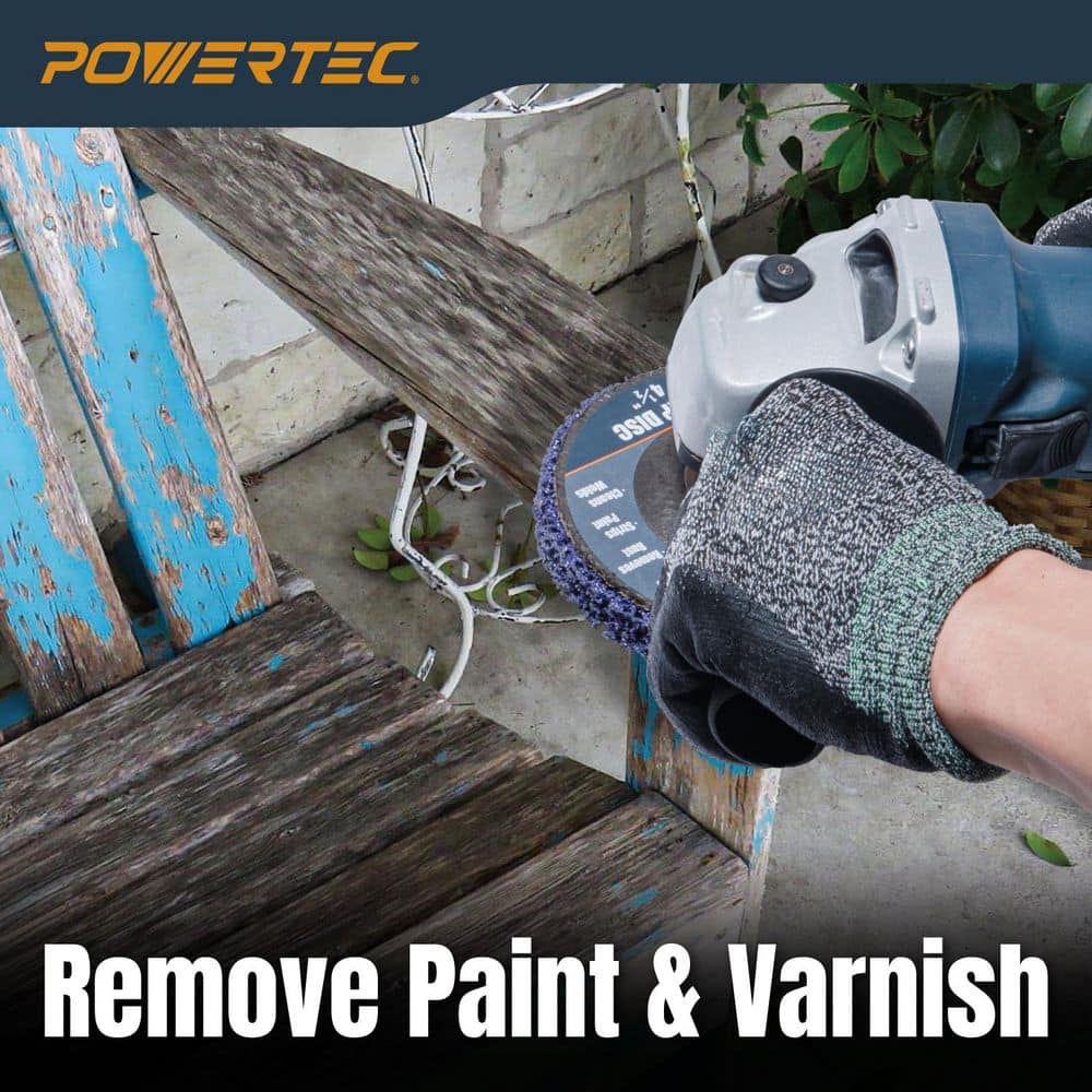 ‎POWERTEC 4-1/2 in. Strip Discs for Angle Grinder 7/8 in. Arbor Stripping Wheel-Remove Paint Coating Rust Welds Oxidation (6-Pack) (2)