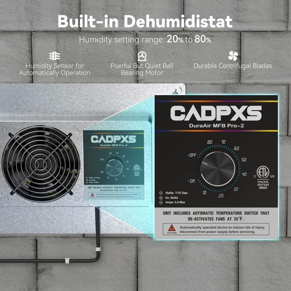 Angel Sar 220 CFM Crawl Space Ventilation Fan with Humidistat, Dehumidistat & Freeze Protection Thermostat for Crawl Spaces (3)