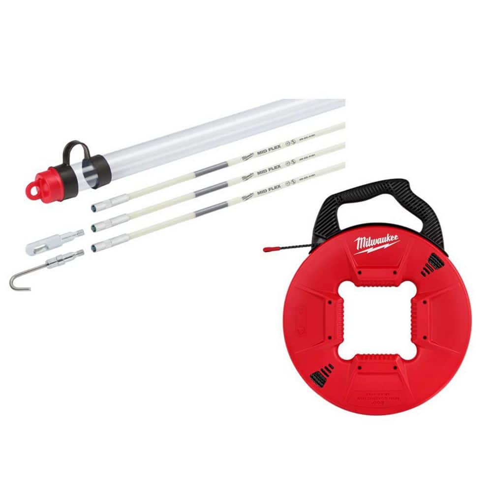 Milwaukee 15 ft. Fiberglass Fish Stick Mid Flex Combo Kit with 200 ft. Polyester Fish Tape with Non Conductive Tip