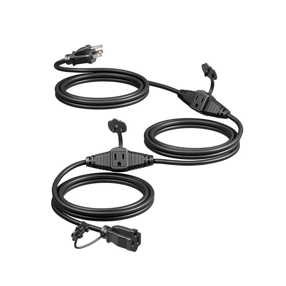 DEWENWILS 25 ft. 16/3C SJTW Outdoor Extension Cord with 3-Prong 3 Outlets and Safety Cover, Black (1)