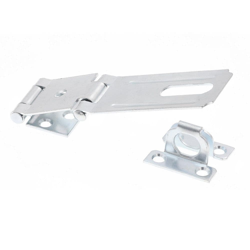Prime-Line Door and Gate Double Safety Hasp Hinge Latch with Fixed Staple 3-1/2 inch with Screws Zinc Plated (Single Pack) (1)