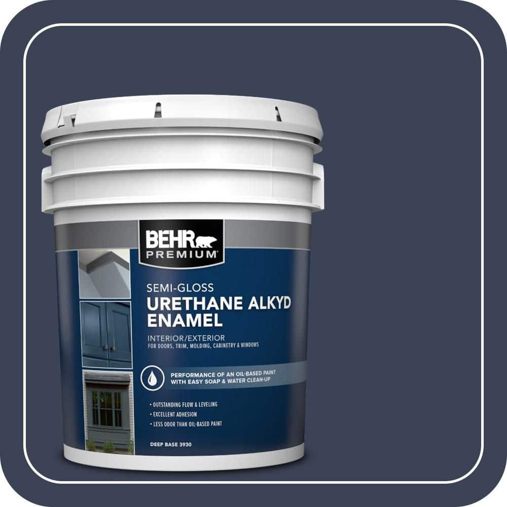 BEHR PREMIUM 5 gal. Home Decorators Collection #HDC-CL-26A Indigo Ink Urethane Alkyd Semi-Gloss Enamel Interior/Exterior Paint