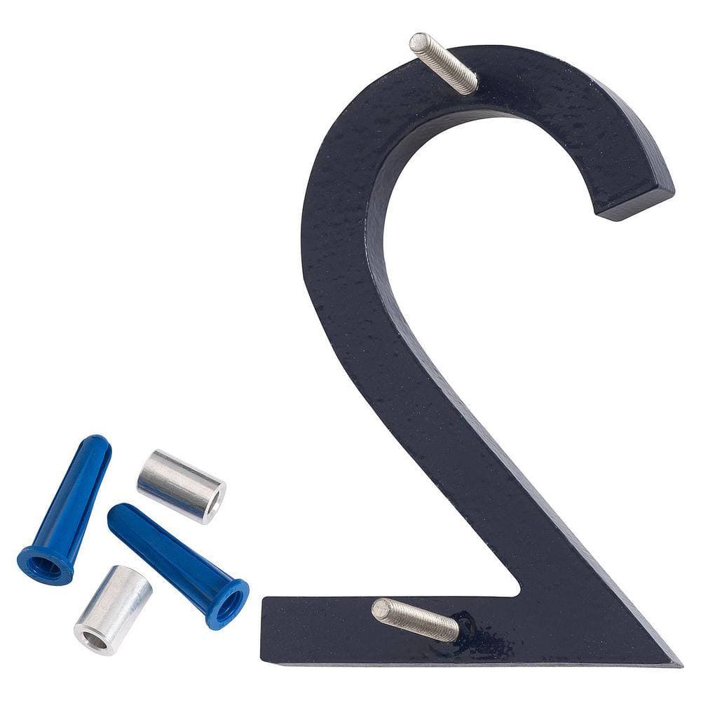 Montague Metal Products 10 in. Satin Nickel/Navy 2-Tone Aluminum Floating or Flat Modern House Numbers 0-9 - 2 (2)