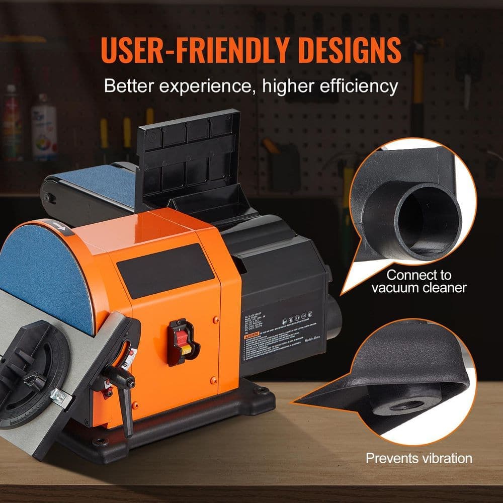 SKYSHALO Professional Belt Sander, 6 in. Disc Sander and 4 x 36 in. Belt Sander with 5A Induction Motor Cast Aluminum Worktable (3)