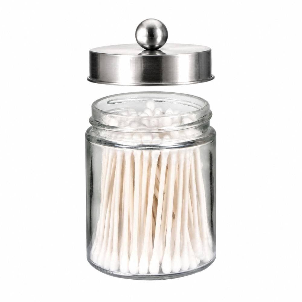 Unbranded Glass Vanity Canister with Separate Lid, 8 oz, 2.8 x 2.8 x 4.5 in, Bathroom Storage Jars and Containers (3)
