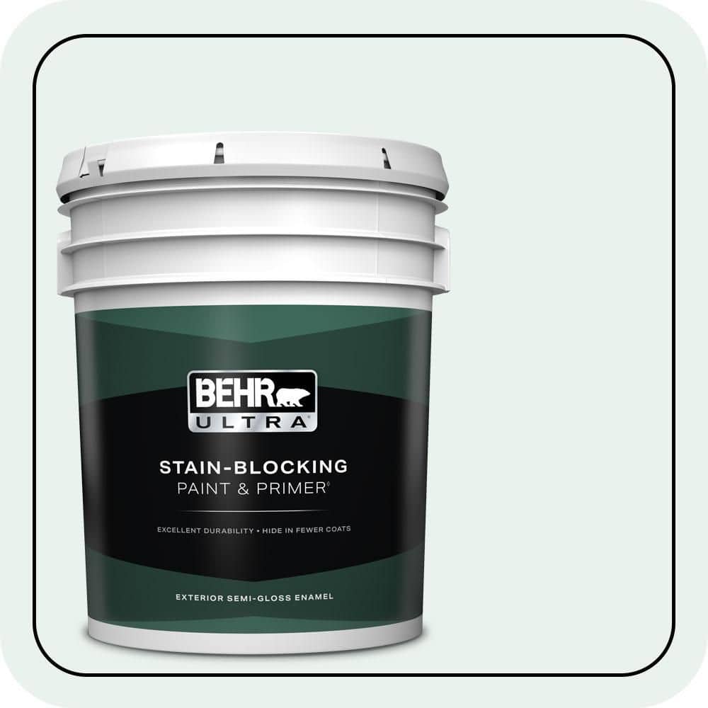 BEHR ULTRA 5 gal. #W-B-520 Glacial Tint Semi-Gloss Enamel Exterior Paint & Primer