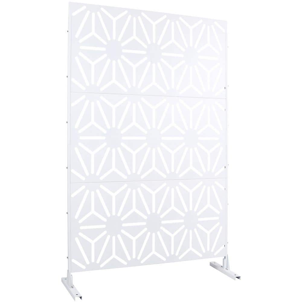 Boosicavelly 6.5 ft. x 4 ft. Privacy Fence Screen White Steel for Garden Fence (2)