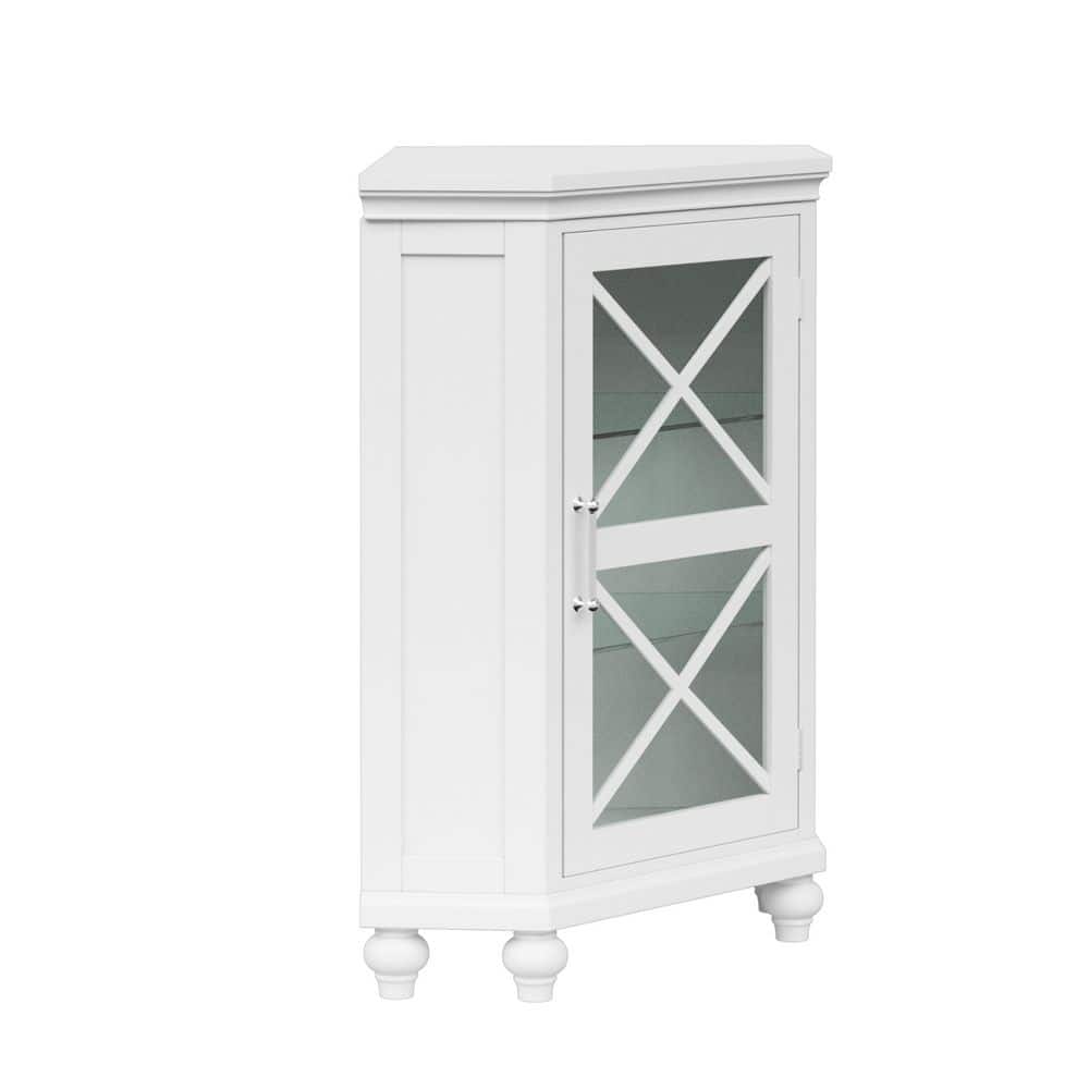 Teamson Home Blue Ridge 24-3/4 in. W x 17-1/2 in. D x 32 in. H Freestanding Corner Floor Cabinet in White (2)