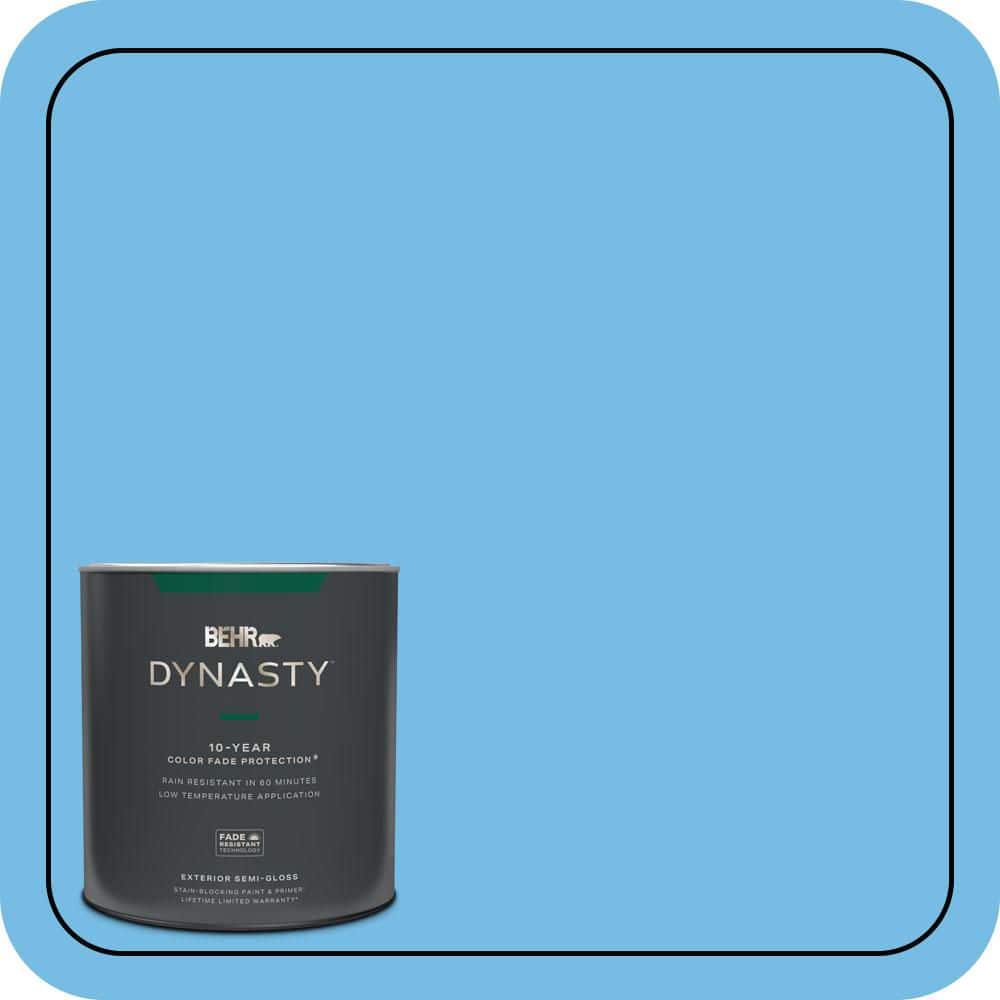 BEHR DYNASTY 1 qt. #550B-4 Costa Rica Blue Semi-Gloss Enamel Exterior Stain-Blocking Paint & Primer