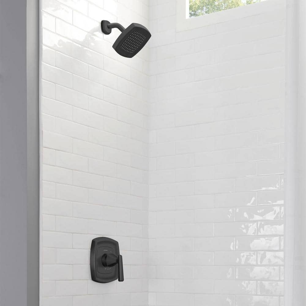 American Standard Edgemere 1-Handle Water-Saving Shower Faucet Trim Kit for Flash Rough-In Valves in Matte Black (Valve Not Included) (2)
