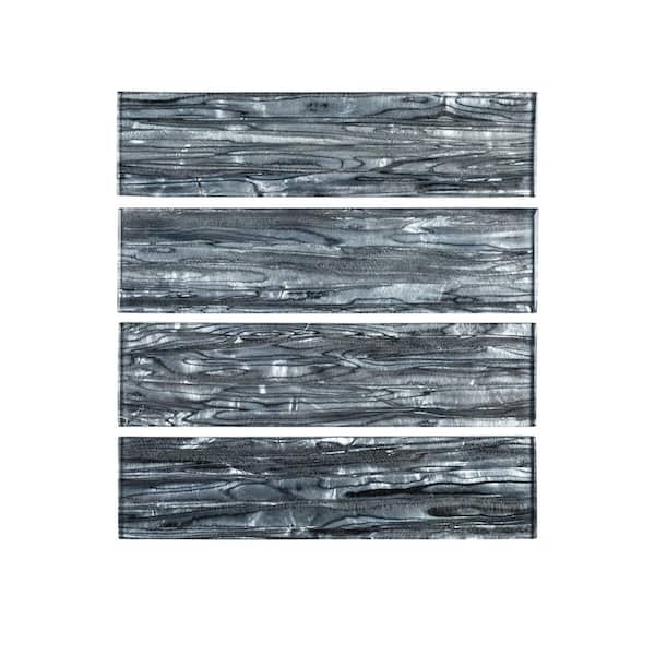 Jeffrey Court Abalone Gray 3 in. x 12 in. Glossy Glass Wall Tile (1 sq. ft./Pack)