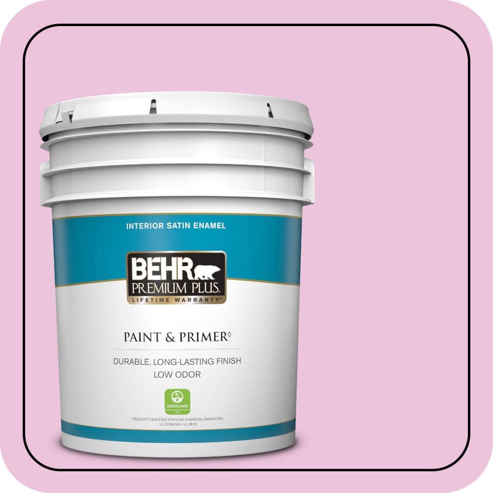 BEHR PREMIUM PLUS 5 gal. #680A-2 Sugar Sweet Satin Enamel Low Odor Interior Paint & Primer