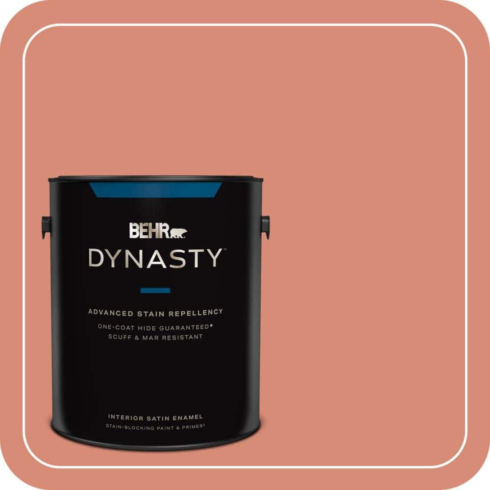 BEHR DYNASTY 1 gal. #MQ4-32 Vintage Coral One-Coat Hide Satin Enamel Interior Stain-Blocking Paint & Primer