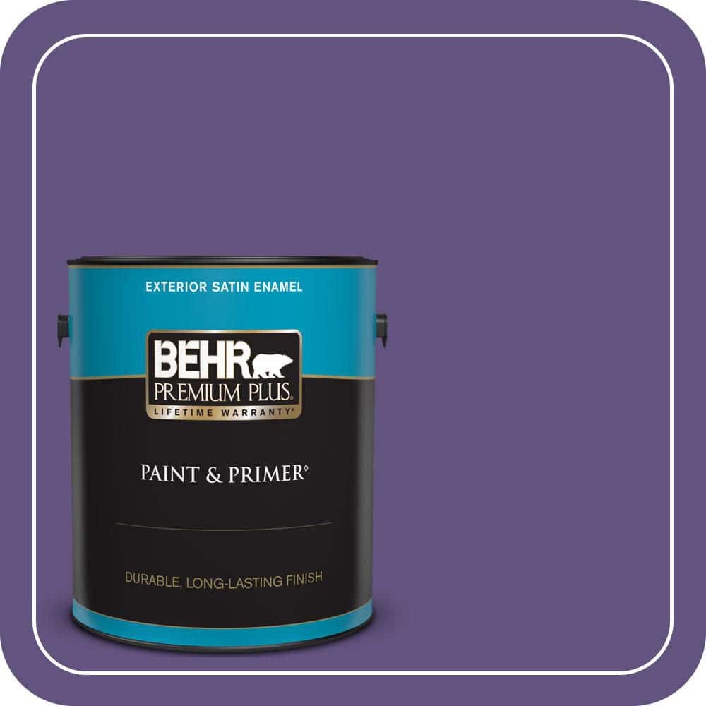 BEHR PREMIUM PLUS 1 gal. #MQ4-28 Purple Sky Satin Enamel Exterior Paint & Primer