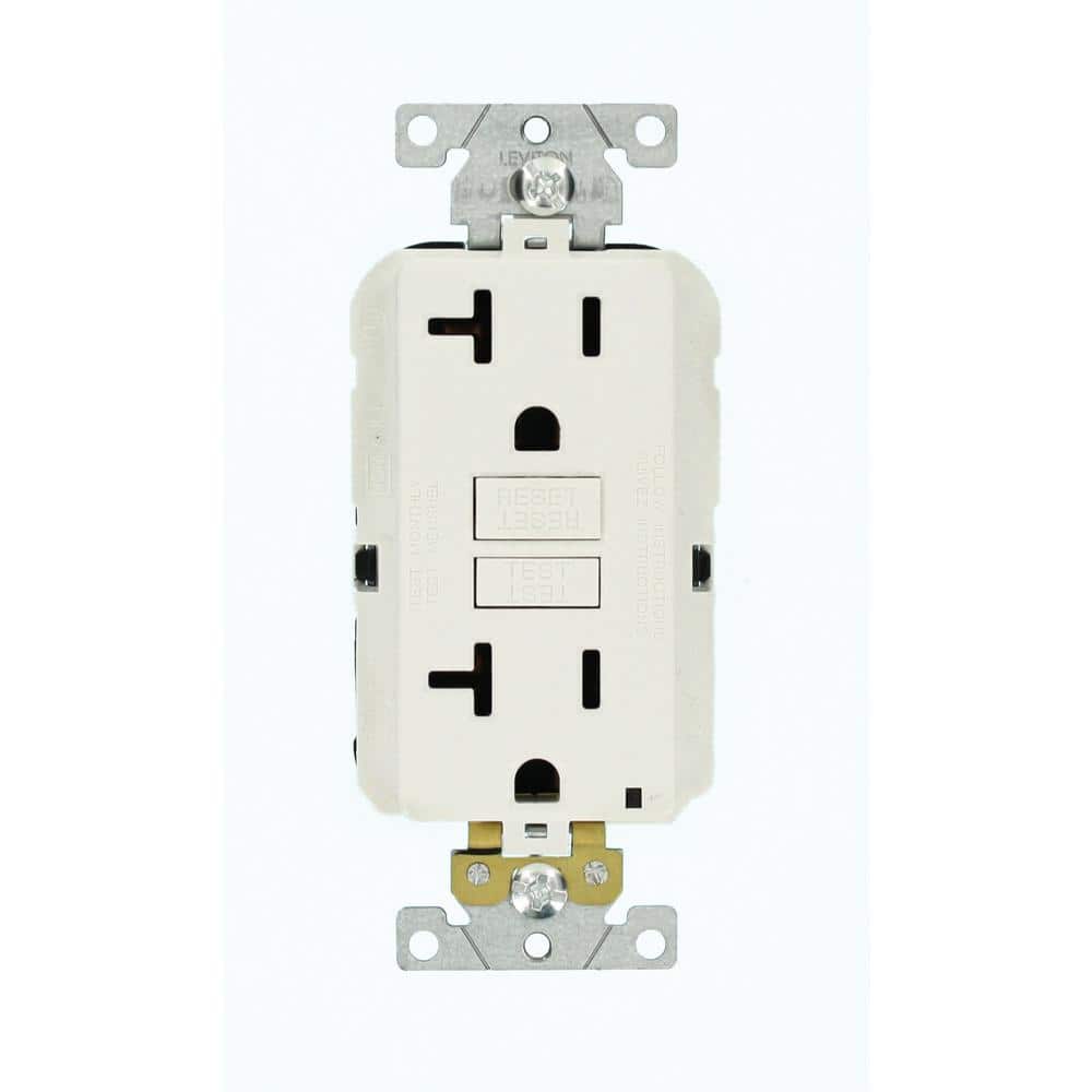 Leviton 20 Amp Lev-Lok Modular Wiring Device SmartlockPro Industrial Grade GFCI Outlet, White MGFN2-W (1)