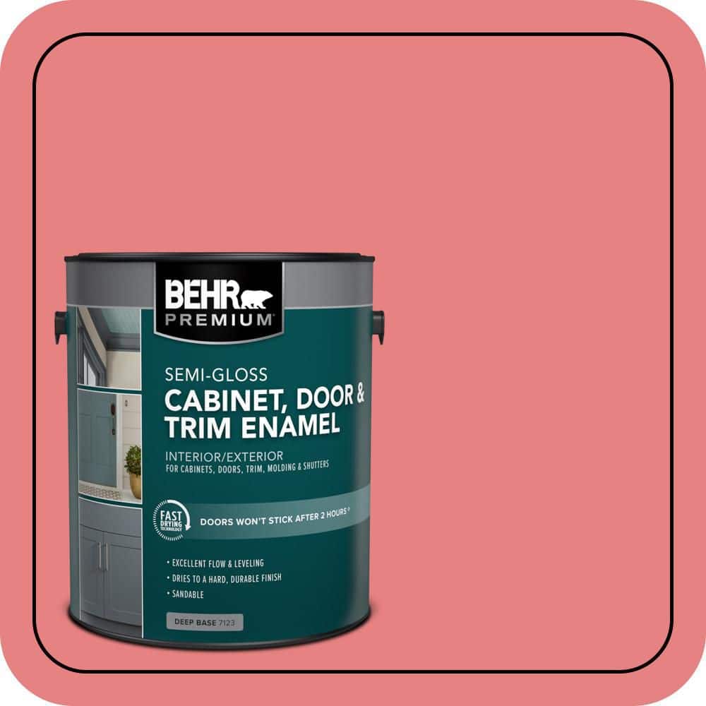 BEHR PREMIUM 1 gal. #P170-4 Sugar Poppy Semi-Gloss Enamel Interior/Exterior Cabinet, Door & Trim Paint