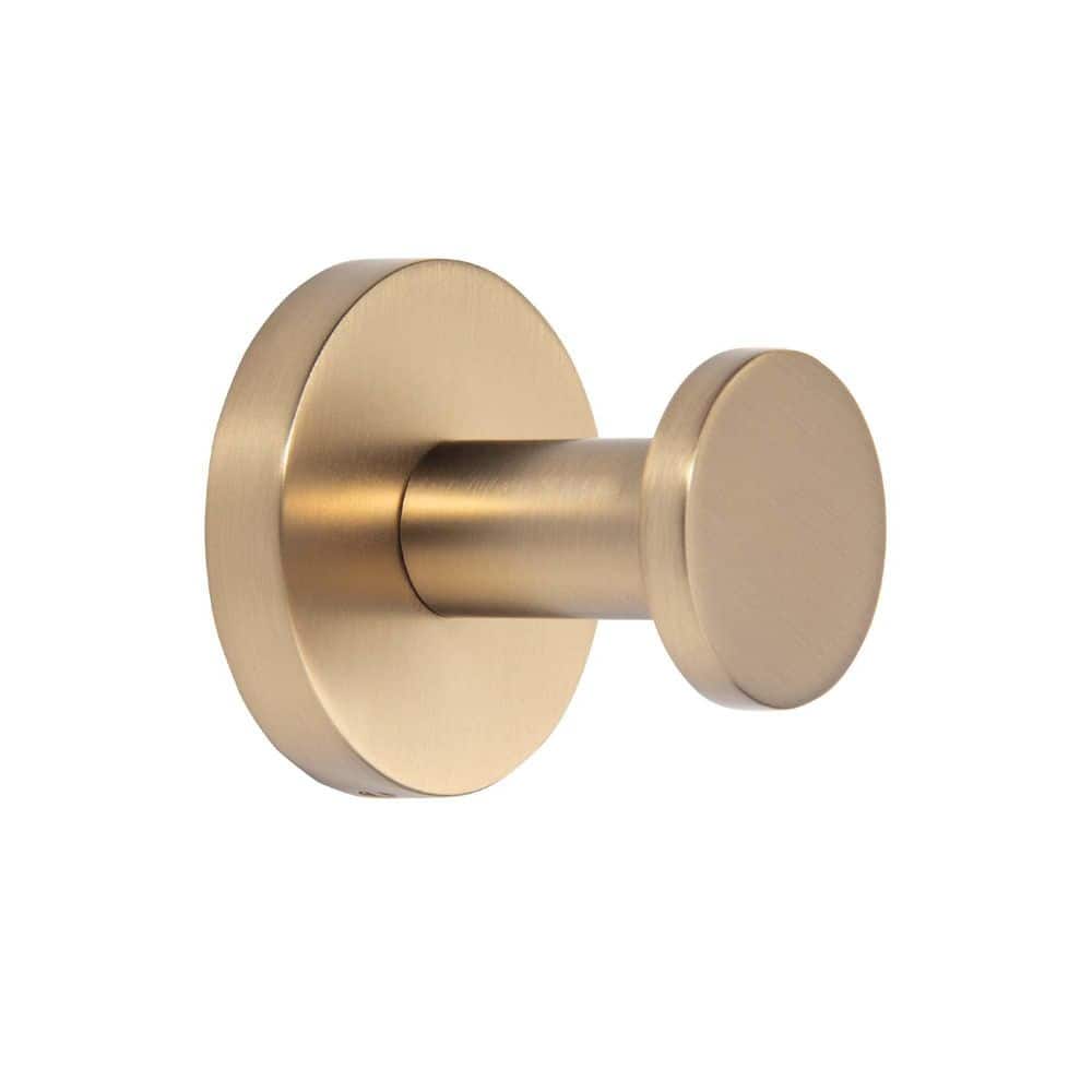 Unbranded Gold J-Hook Hook Type 5 Pack Champagne Zinc Alloy Round Robe Hook Towel Hooks Wall Mounted Heavy Duty Coat Hanger Set (1)