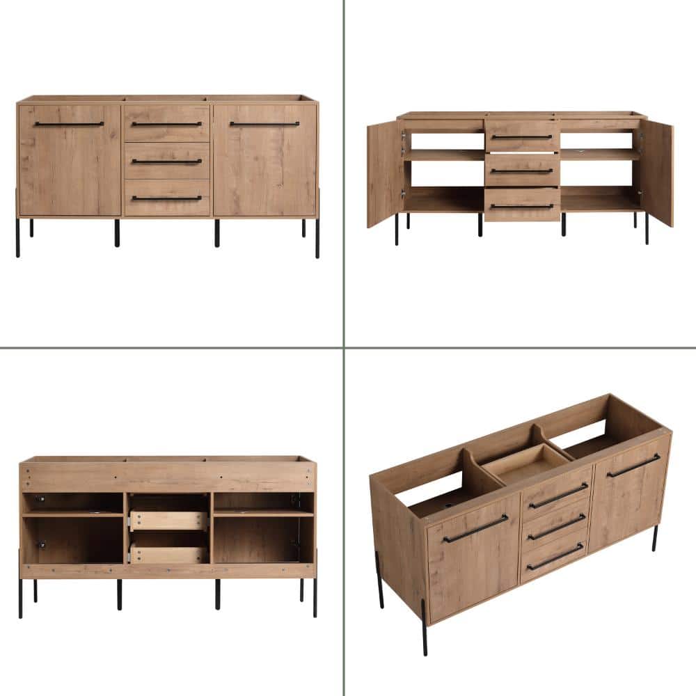 UPIKER 60 in. Freestanding Bath Vanity Cabinet without Top in Imitative Oak Unassembled (2)