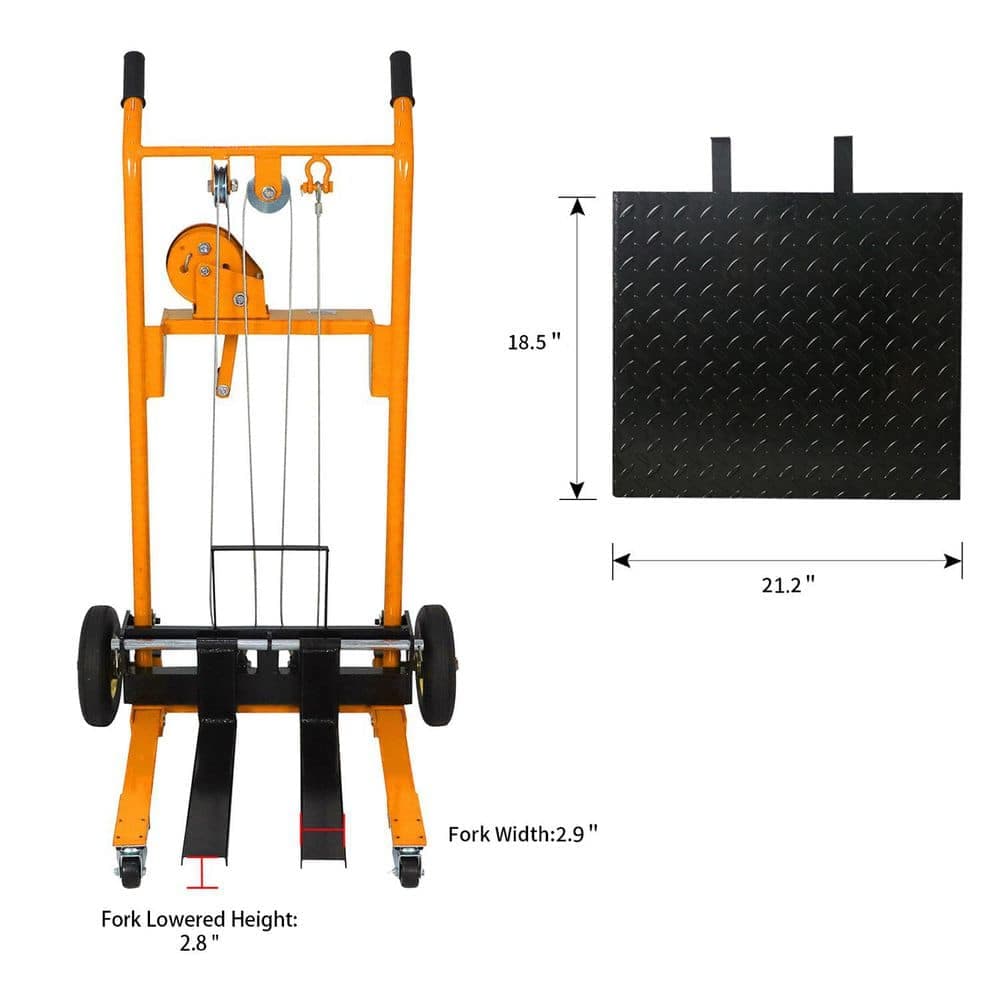 TORY CARRIER 330 lbs. 40.5 in. Max Lift Mini Type Hand Pallet Stacker Manual Stacker with Fixed Legs and Platform (3)