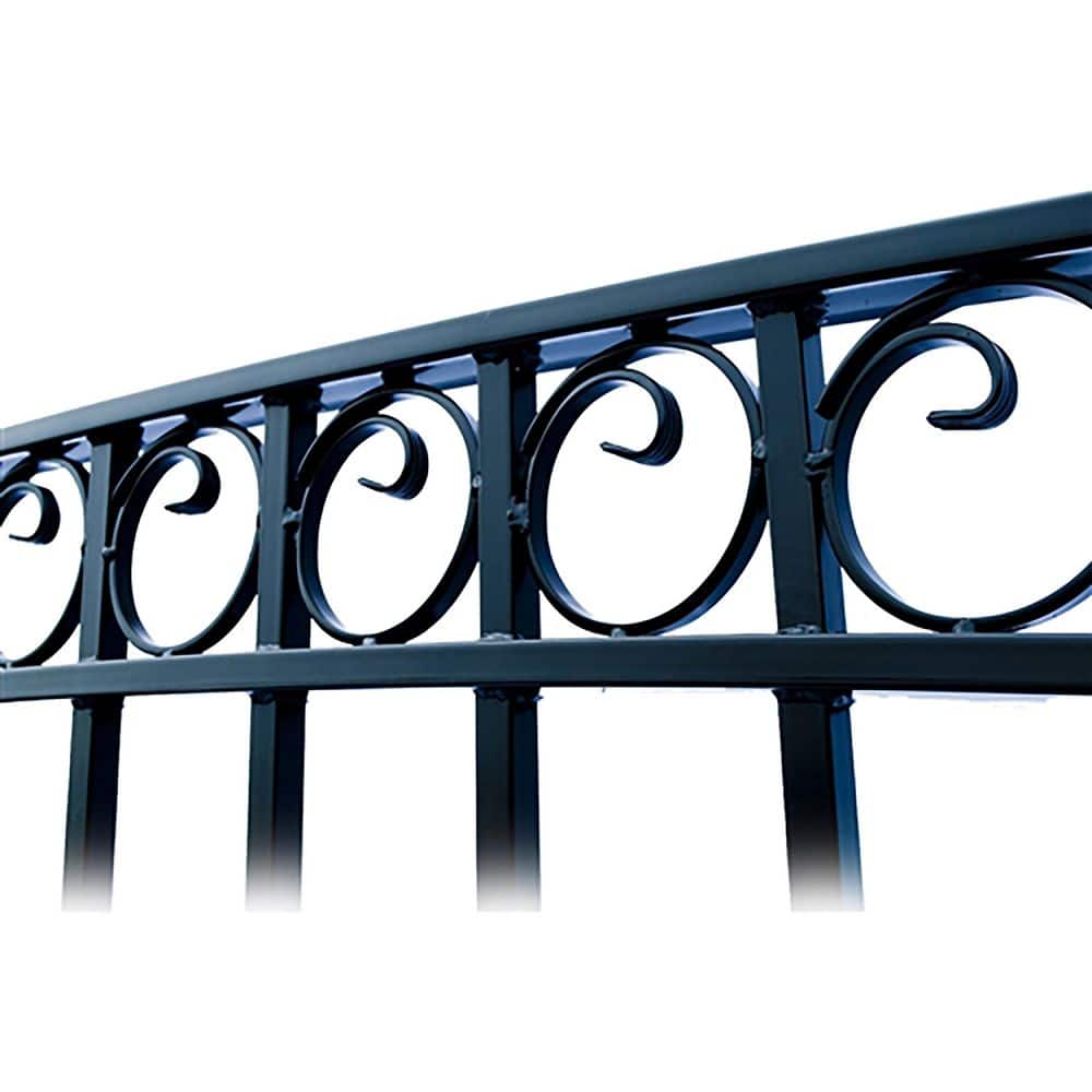 ALEKO Paris Style 12 ft. x 6 ft. Black Steel Dual Swing Driveway Fence Gate (2)