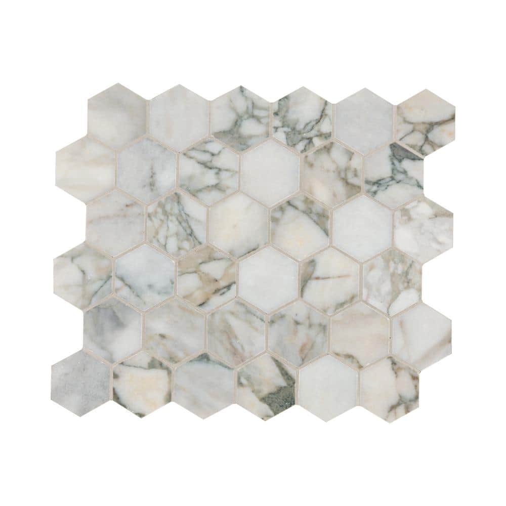 MSI Coranado Green 12 in. x 10 in. Hexagon Honed Marble Mosaic Floor and Wall Tile (0.87 sq. ft. /Each) (2)