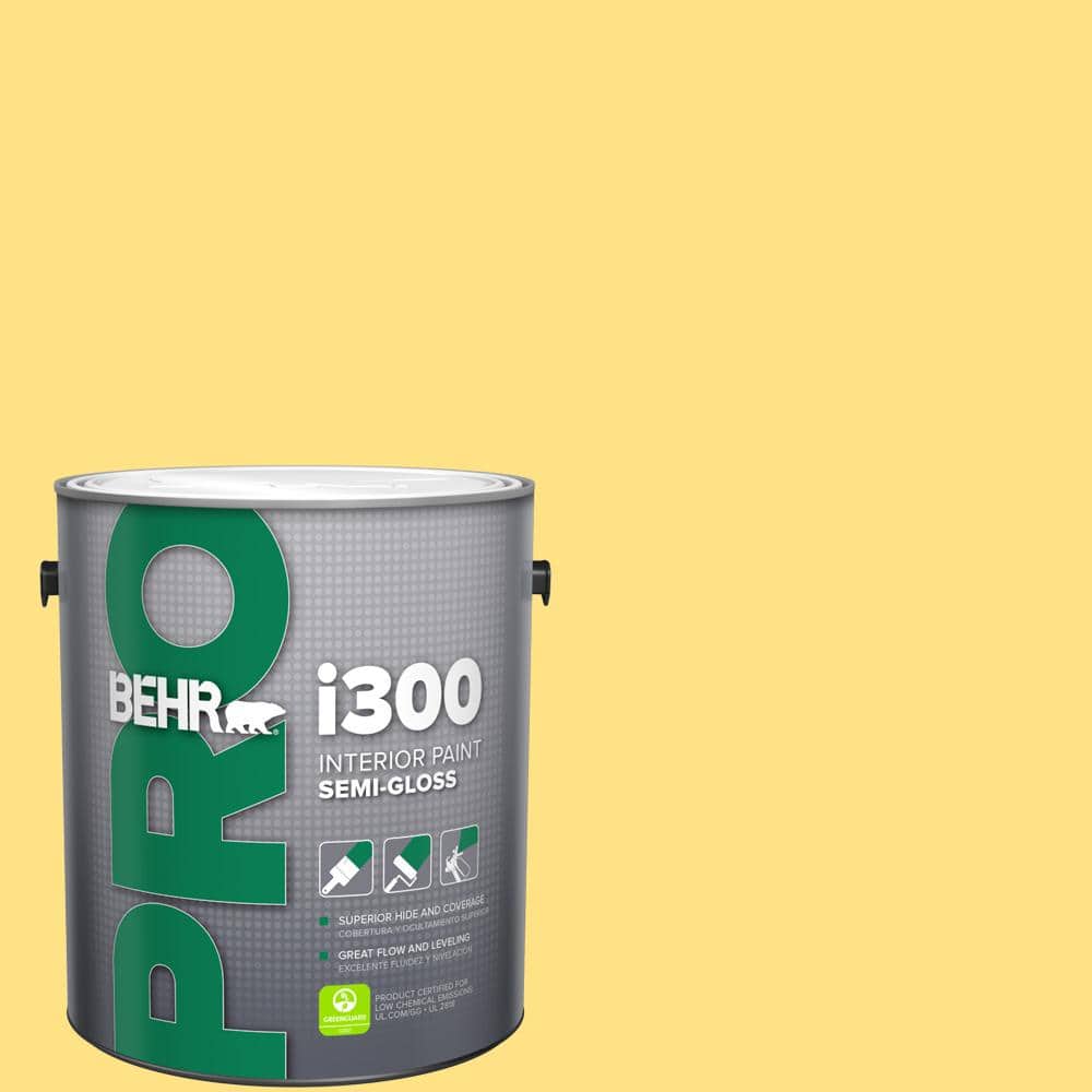 BEHR PRO 1 gal. #380B-4 Daffodil Yellow Semi-Gloss Interior Paint