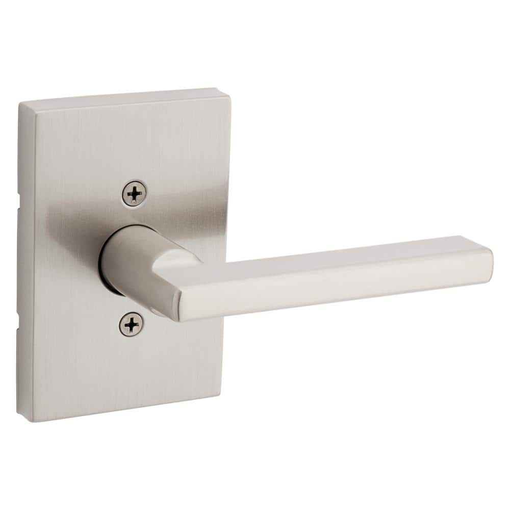 Kwikset Halifax Rectangle Rose Satin Nickel Dummy Door Handle with Microban