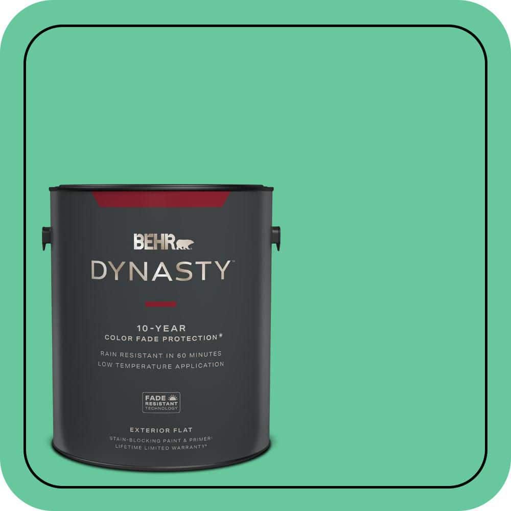 BEHR DYNASTY 1 gal. #470B-4 Intense Jade Flat Exterior Stain-Blocking Paint & Primer