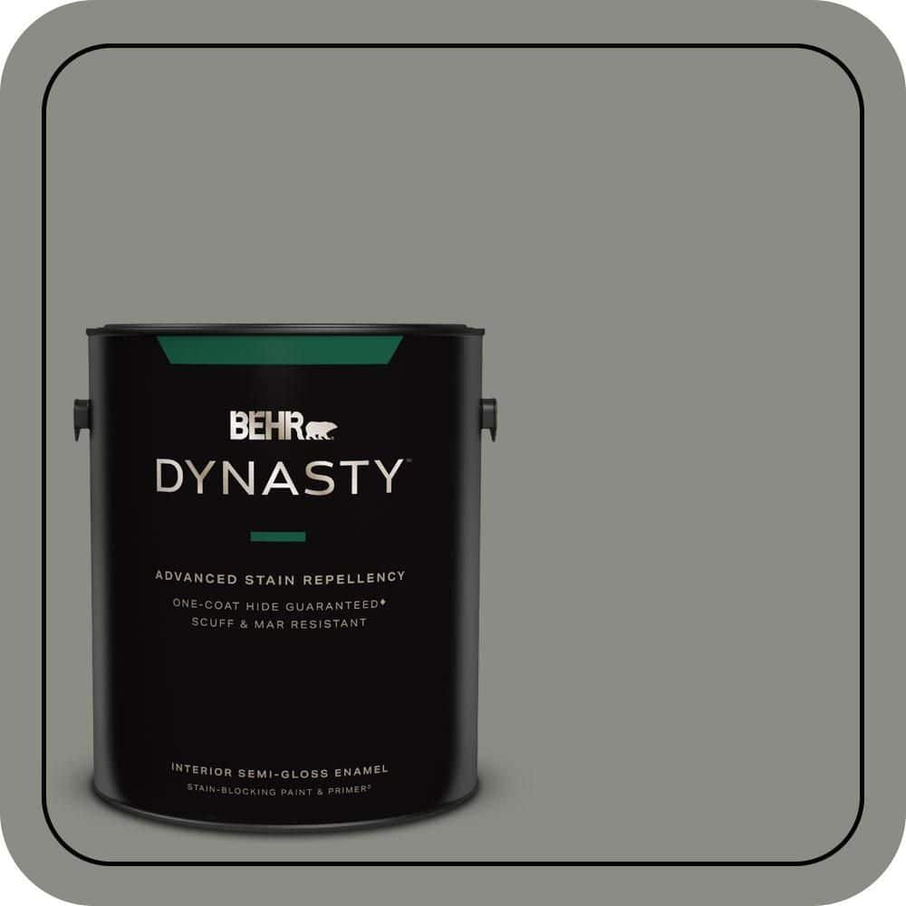 BEHR DYNASTY 1 gal. #N380-5 Naturalist Gray One-Coat Hide Semi-Gloss Enamel Interior Stain-Blocking Paint & Primer